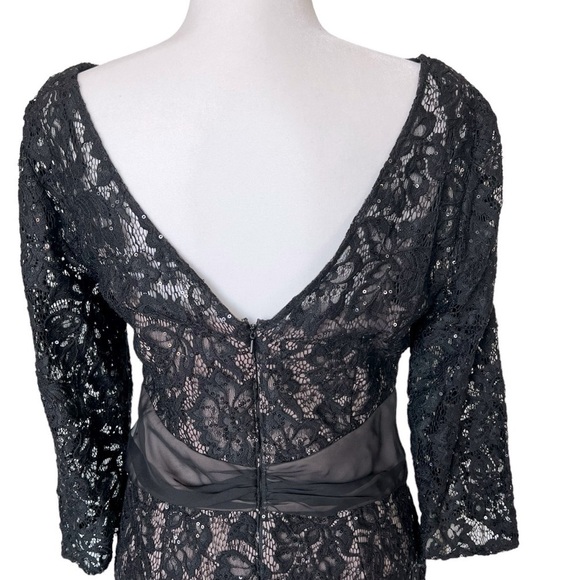 Emma Street Lace Gown with Sash Three-Quarter Sleeves Dress Black Color … - Picture 5 of 12